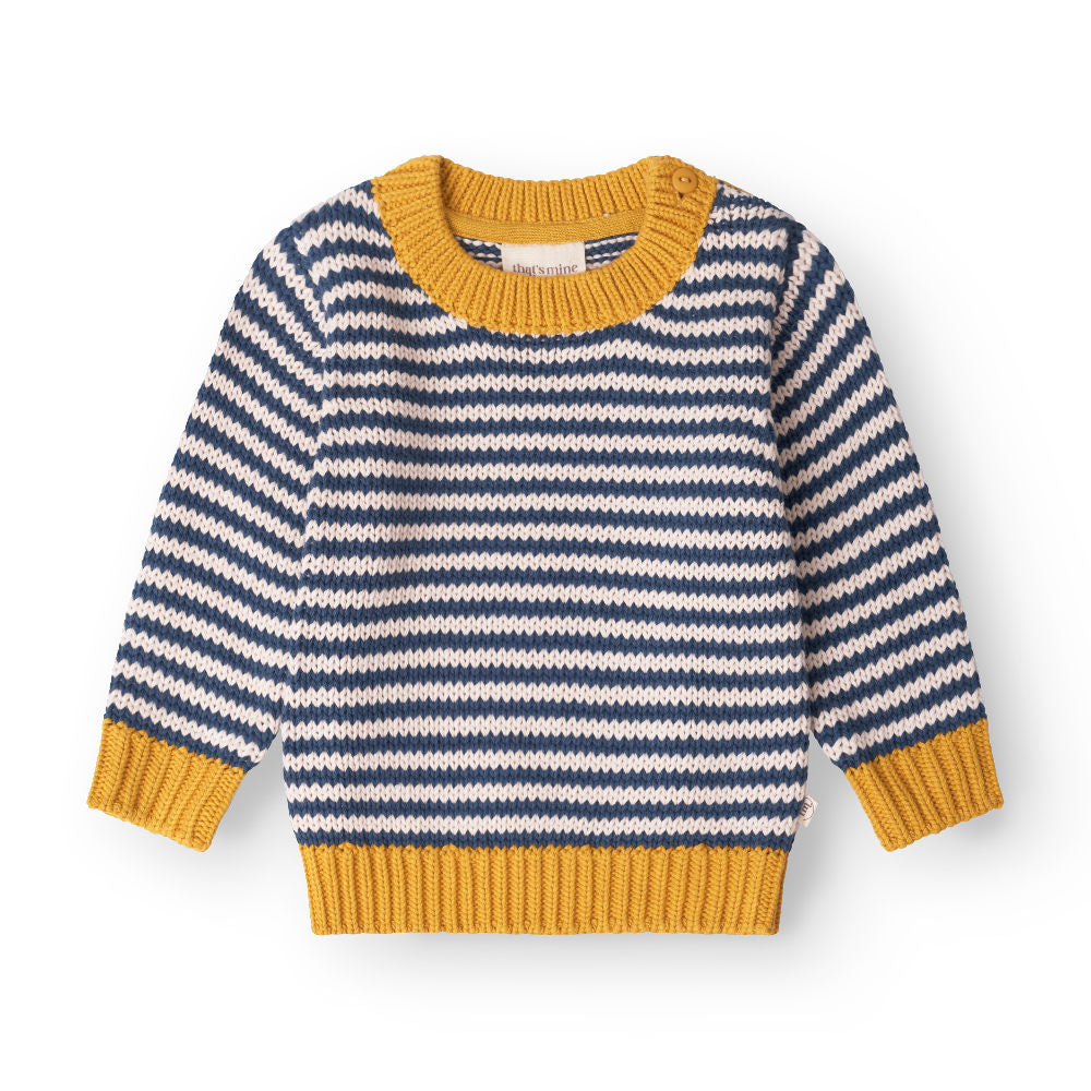 That's Mine Nathan sweater - Blue stripe - 100% organic cotton Buy Overdele||Strik||personale||AW25 here.