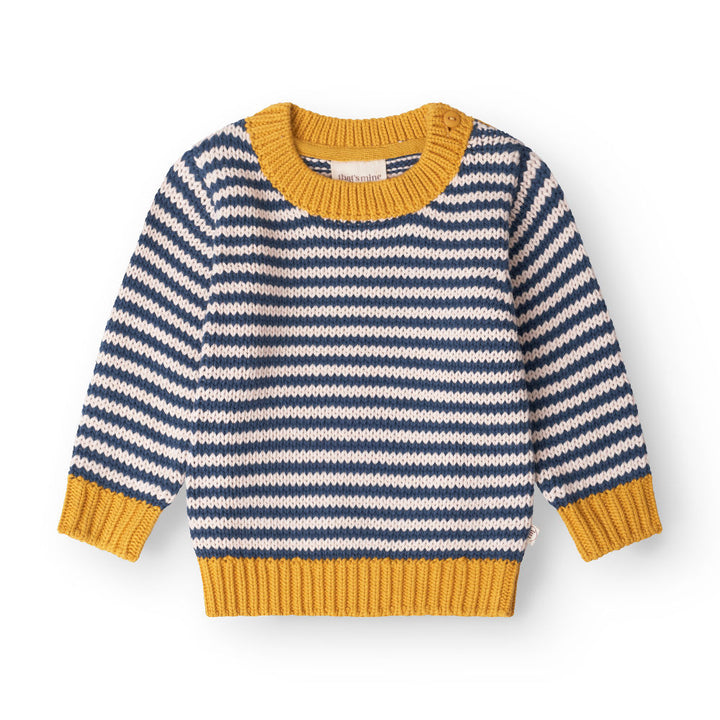 That's Mine Nathan sweater - Blue stripe - 100% organic cotton Buy Overdele||Strik||personale||AW25 here.