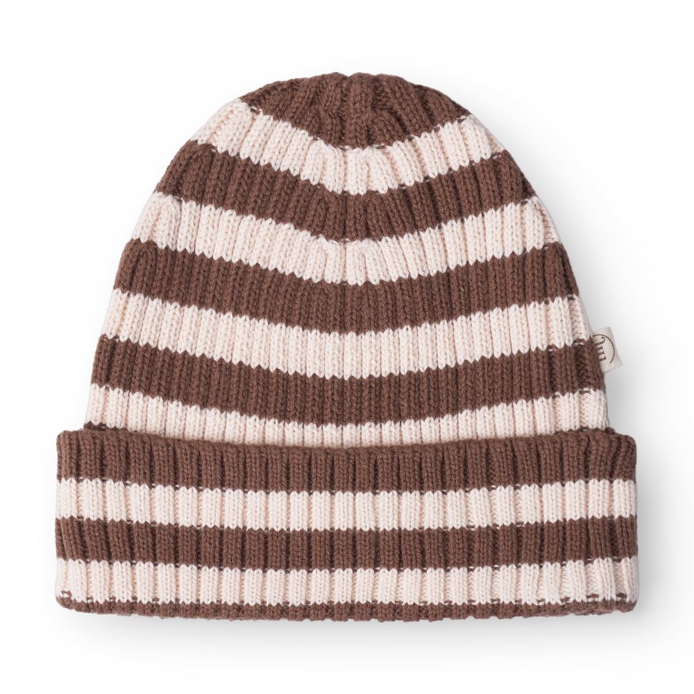 That's Mine Izzy beanie - Brown stripe - 100% Organic cotton Buy Accessories||Nyheder||personale||Efterår & vinter 2025||drop 1 aw25 here.