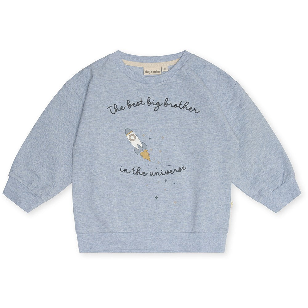 That's Mine Finley big brother sweatshirt - Light blue melange - 95% Organic cotton / 5% Elastane Buy Tøj||Overdele||Sweatshirts||Nyheder||Forår & sommer '24||Søskende||Influencer choice||Liveshopping d. 11/6 here.