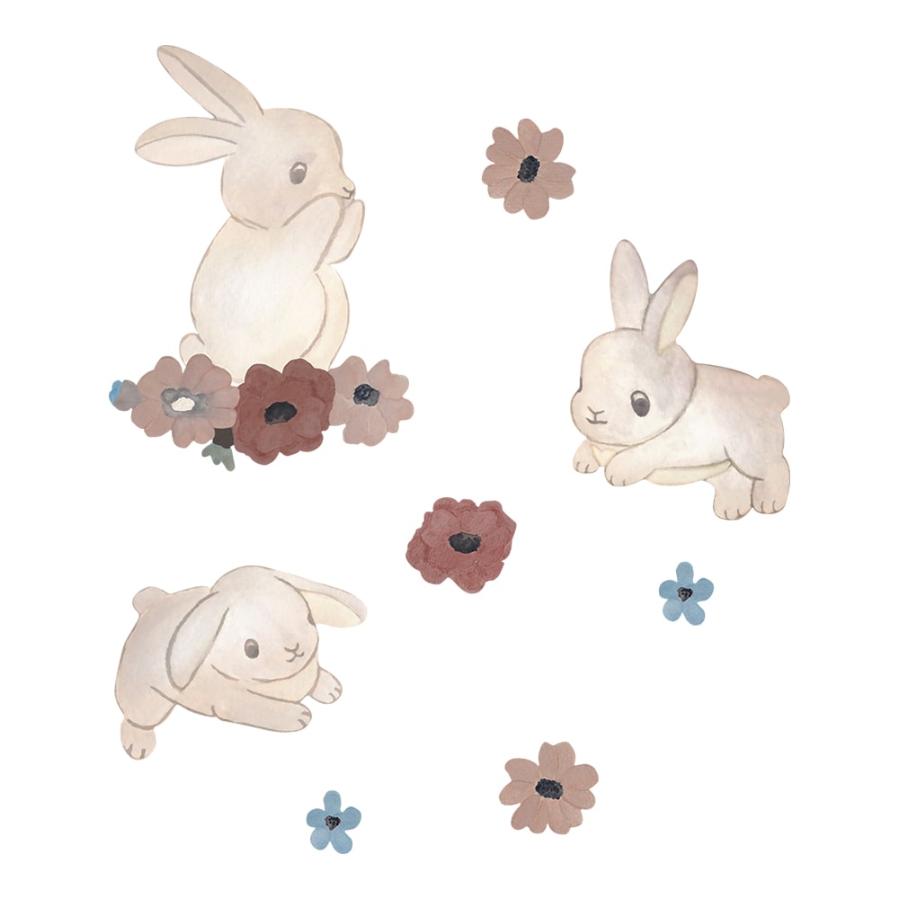 That's Mine Wallsticker bunnies and flowers - Beige - 100% Vinyl Buy Bolig & udstyr||Børneværelset||Wallstickers||Alle||personale||AW24 - VIP adgang||Efterår 2024 here.